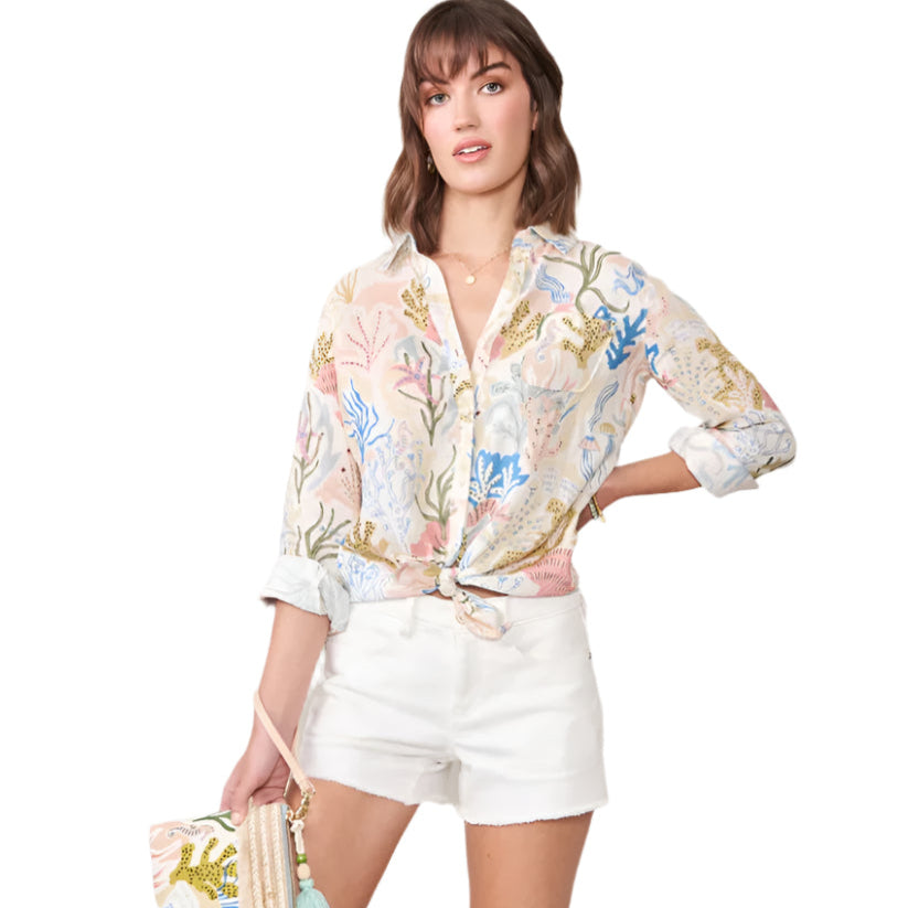 Callie Linen Shirt Seafoam Mermaids
