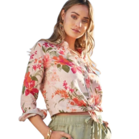 Callie Linen Shirt Tropical Floral