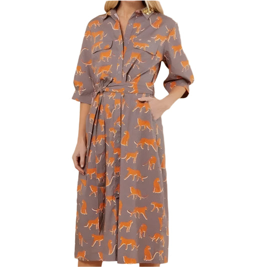 Evans Dress in Mushroom Cheetah