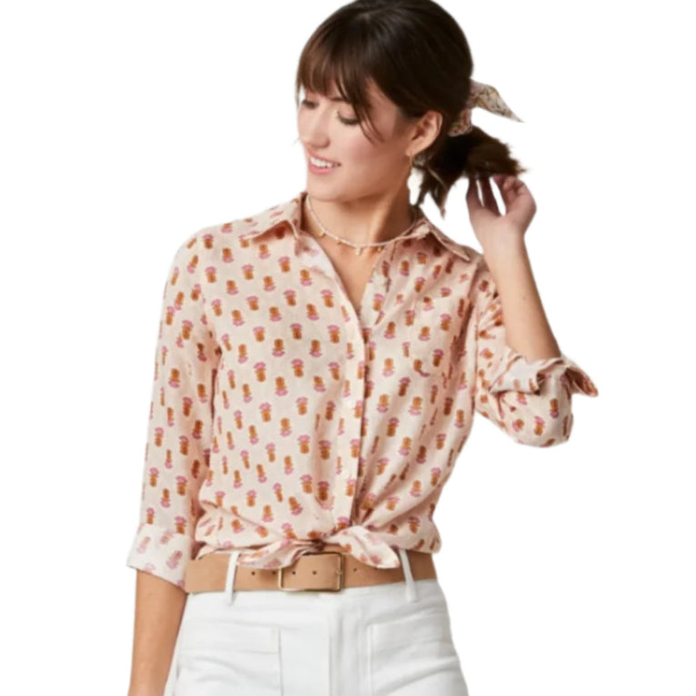 Lois Buttonfront Shirt Woodblock Floral Dot