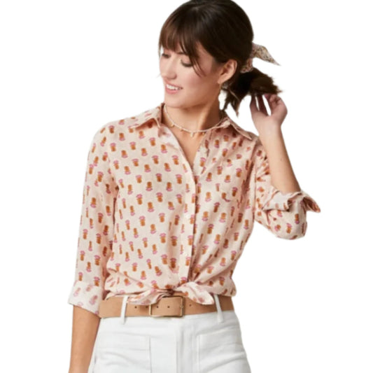 Lois Buttonfront Shirt Woodblock Floral Dot