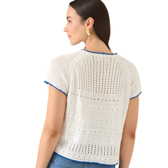 Alivia White + Blue Knit Top