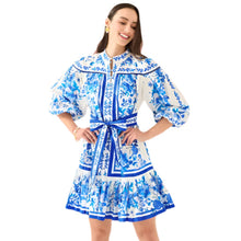 Load image into Gallery viewer, Alivia White + Blue Mini Dress
