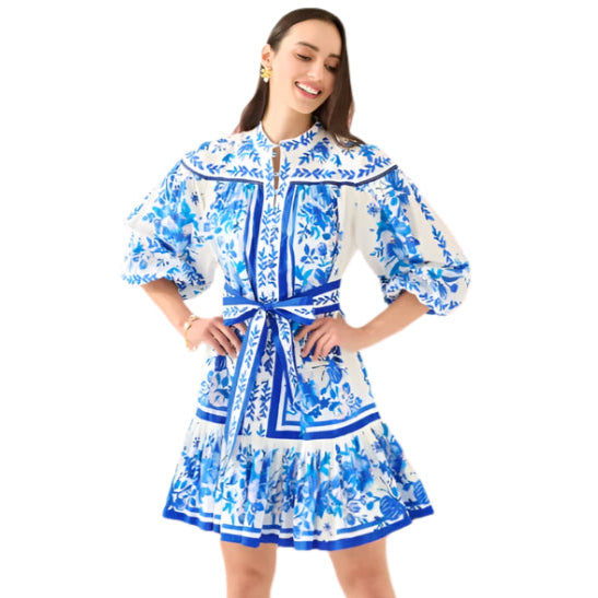 Alivia White + Blue Mini Dress