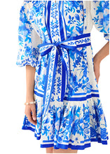 Load image into Gallery viewer, Alivia White + Blue Mini Dress

