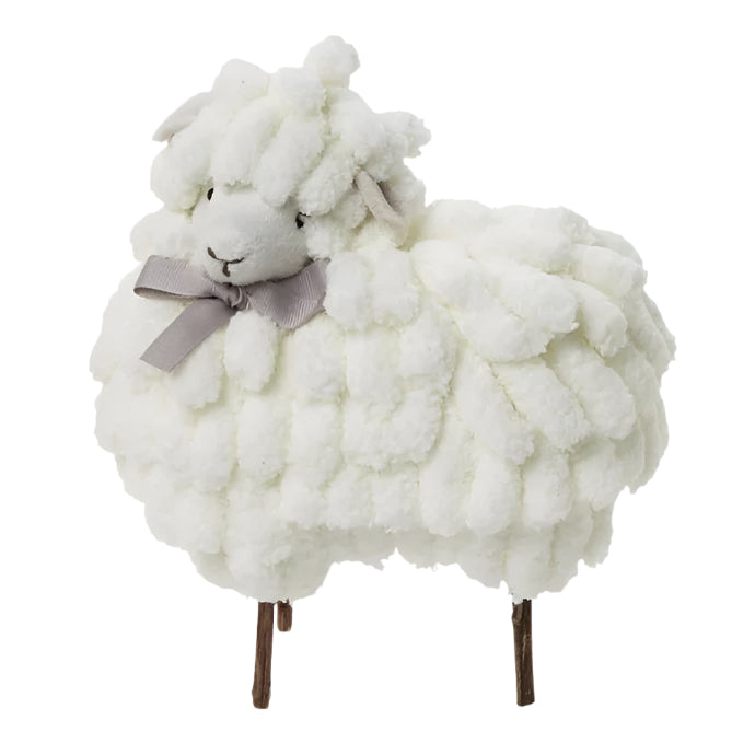 Plush Chenille Sheep with Grosgrain Bow