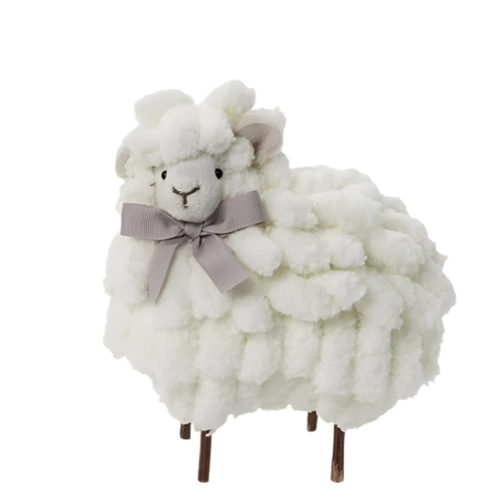 Plush Chenille Sheep with Grosgrain Bow