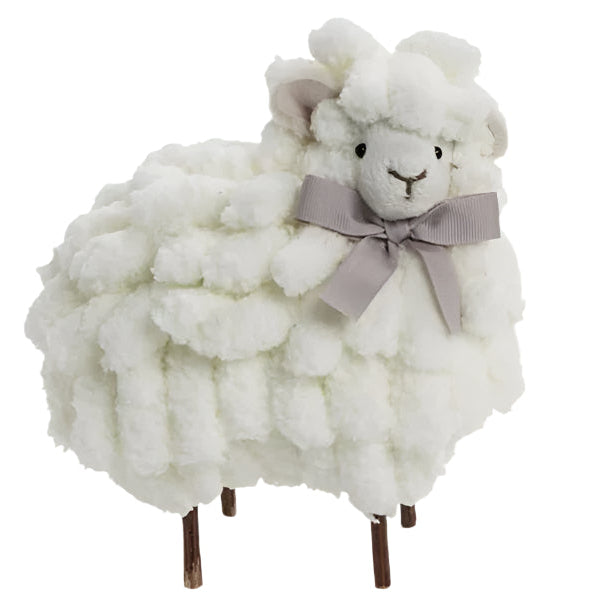 Plush Chenille Sheep with Grosgrain Bow