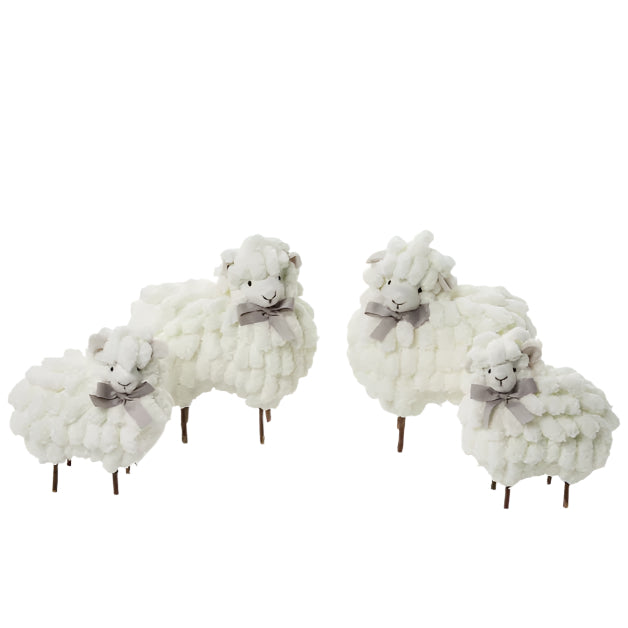 Plush Chenille Sheep with Grosgrain Bow