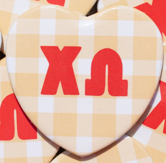 Sorority Gingham Heart Button