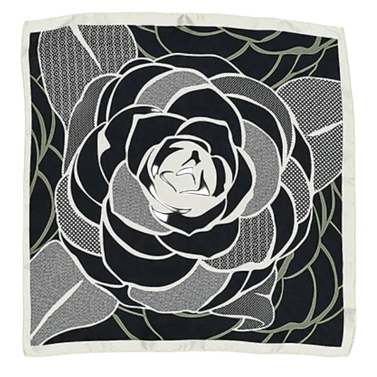Black Floral Print Silky Bandana