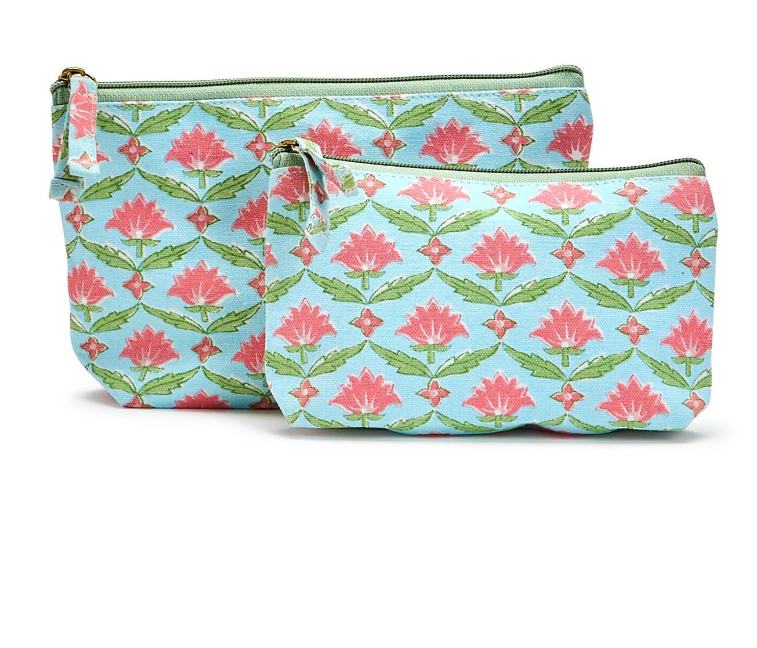 Floral Block Print Pouch Sets