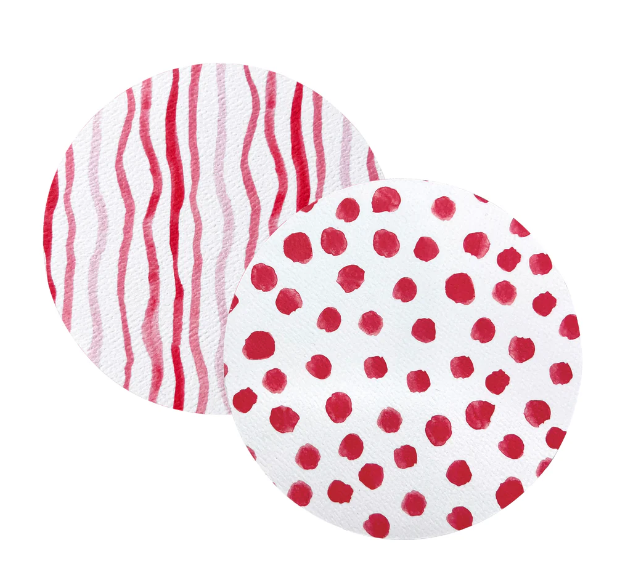 Mariposa Red Dotty and Stripe Beaded Coaster Set