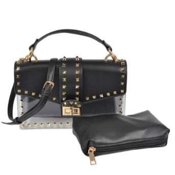 Black and Clear Gold Studded Purse