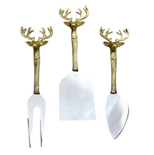 Load image into Gallery viewer, Gold Stag Head Cheese Server Set
