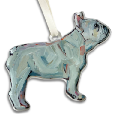Acrylic Ornament: Frenchie White