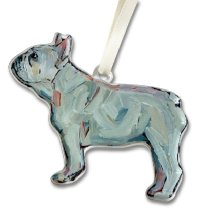 Acrylic Ornament: Frenchie White