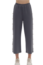 Load image into Gallery viewer, Charcoal Pearl Embellished Cropped Pant
