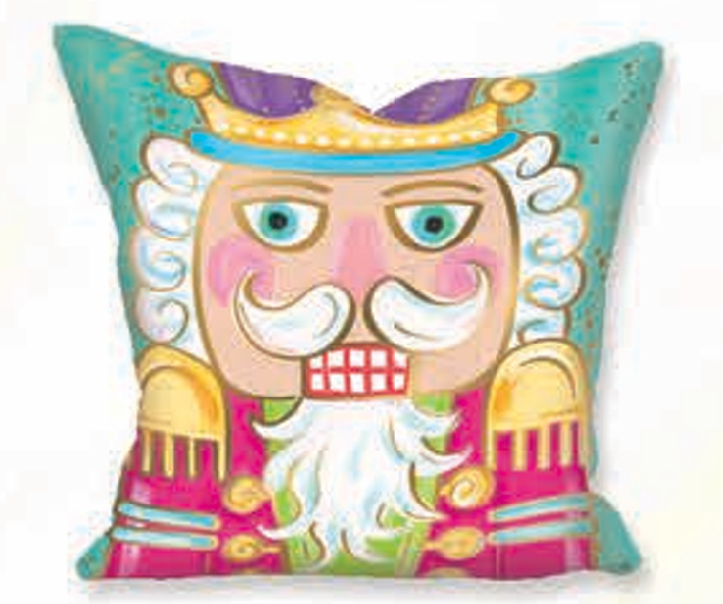 Mr. Nutcracker Aqua Gold Foil Pillow