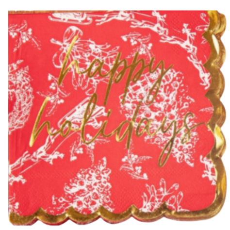 Red Toile Paper Cocktail Napkins