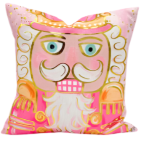 Mr. Nutcracker Pink Gold Foil Pillow