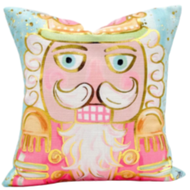 Mr. Nutcracker Pink + Mint Gold Foil Pillow