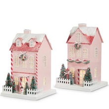 Load image into Gallery viewer, Pink Lighted Village Tall Houses
