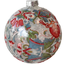 Load image into Gallery viewer, William Morris Red + Blue Ball Ornament

