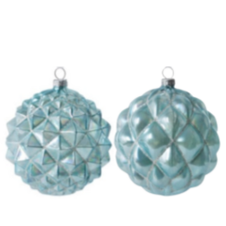 Northern Sky Blue Geo Pattern Glass Ornament