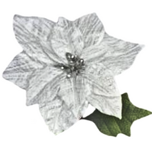 Load image into Gallery viewer, White and Silver Poinsettia Clip-On
