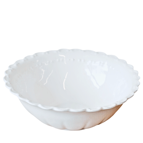 Venezia White Scalloped Serving Bowl