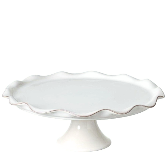 Casafina Cook & Host Modern Classic White Stoneware Footed Cake Plate