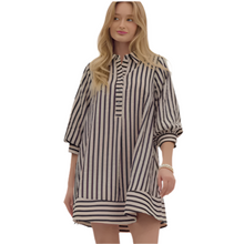 Load image into Gallery viewer, Black Striped Seersucker Mini Dress
