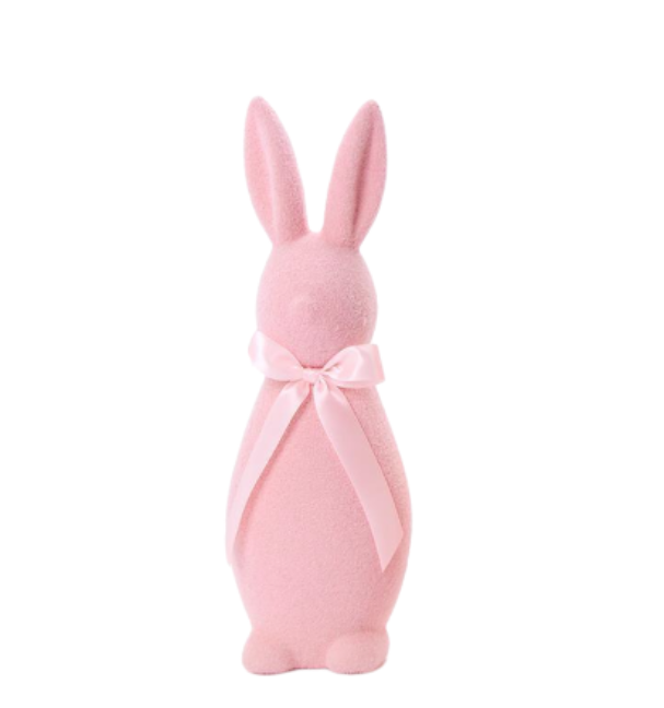 Flocked Easter Bunny with Bow