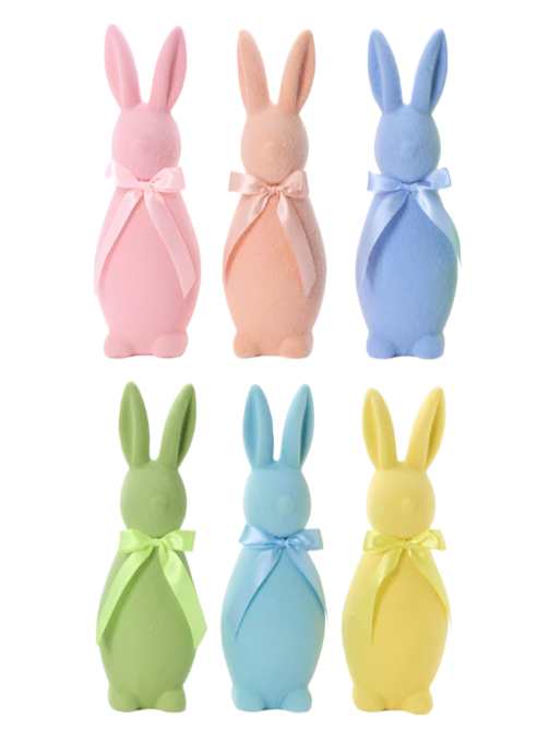 Flocked Easter Bunny with Bow