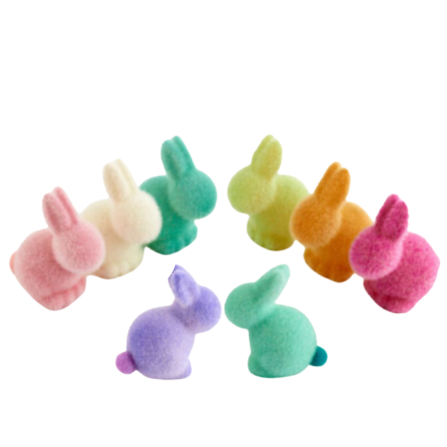 Flocked Small Pastel Seated Bunny