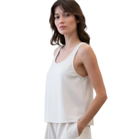Ivory Scoop Neck Cropped Tank