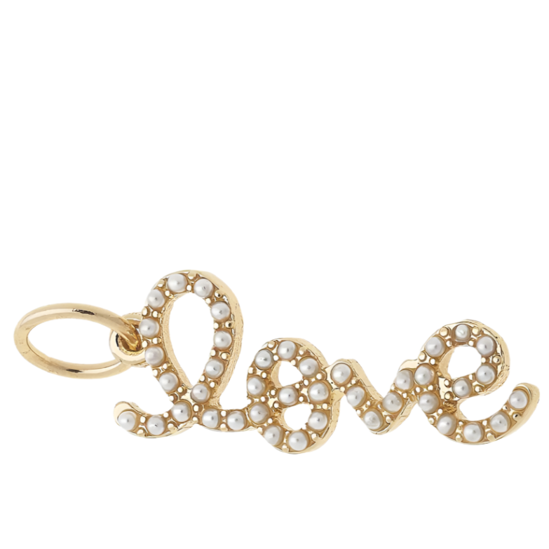 "Love" Pearl Studded Script Charm