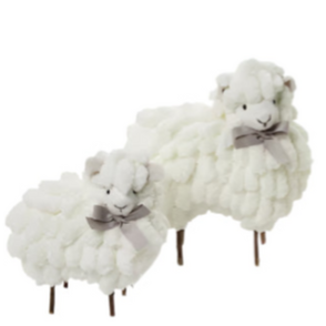 Plush Chenille Sheep with Grosgrain Bow