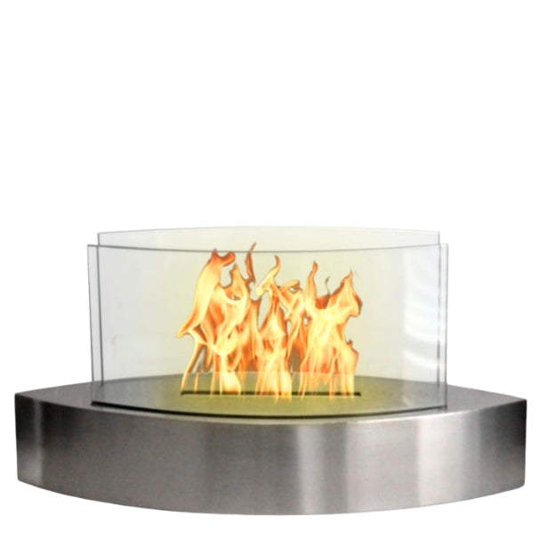 Curved Stainless Tabletop Fireplace