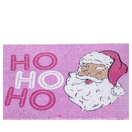 HoHoHo Santa Coir Doormat   Pink/White   30x18