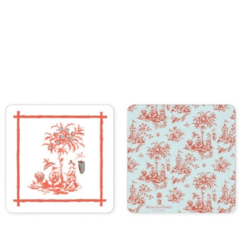 Chinoiserie Couple Terracotta Coasters