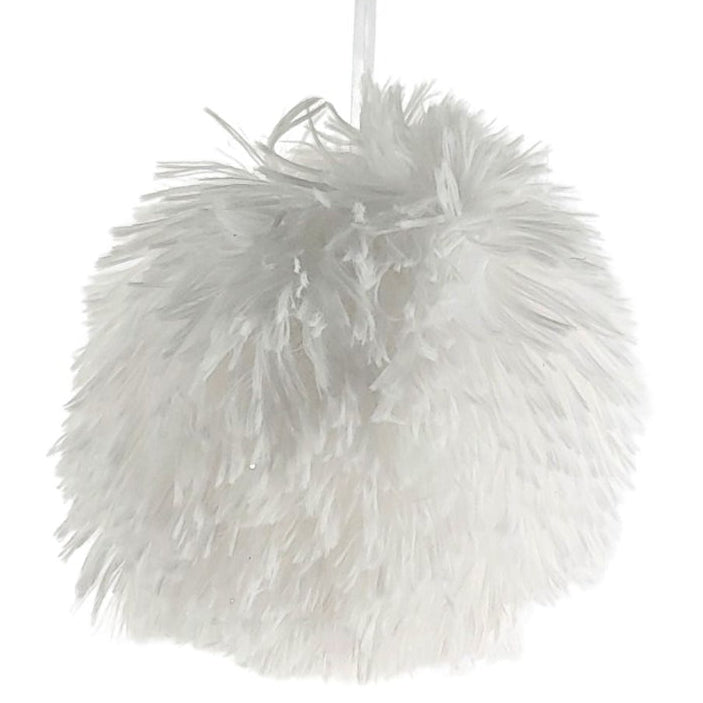 White Shaggy Ball Ornament
