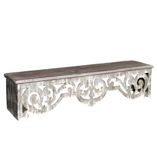 Wood and Metal Filagree Wall Shelf