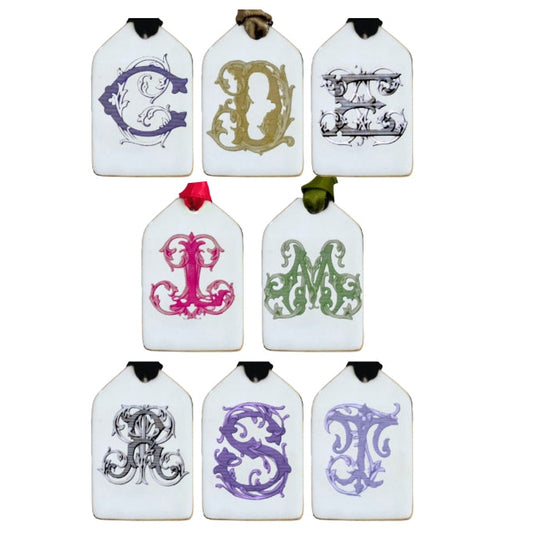 Mini Porcelain Monogram Tag