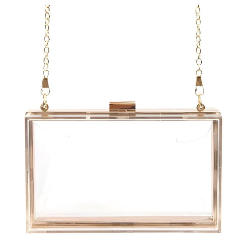 Acrylic Box Clutch with Chain Strap