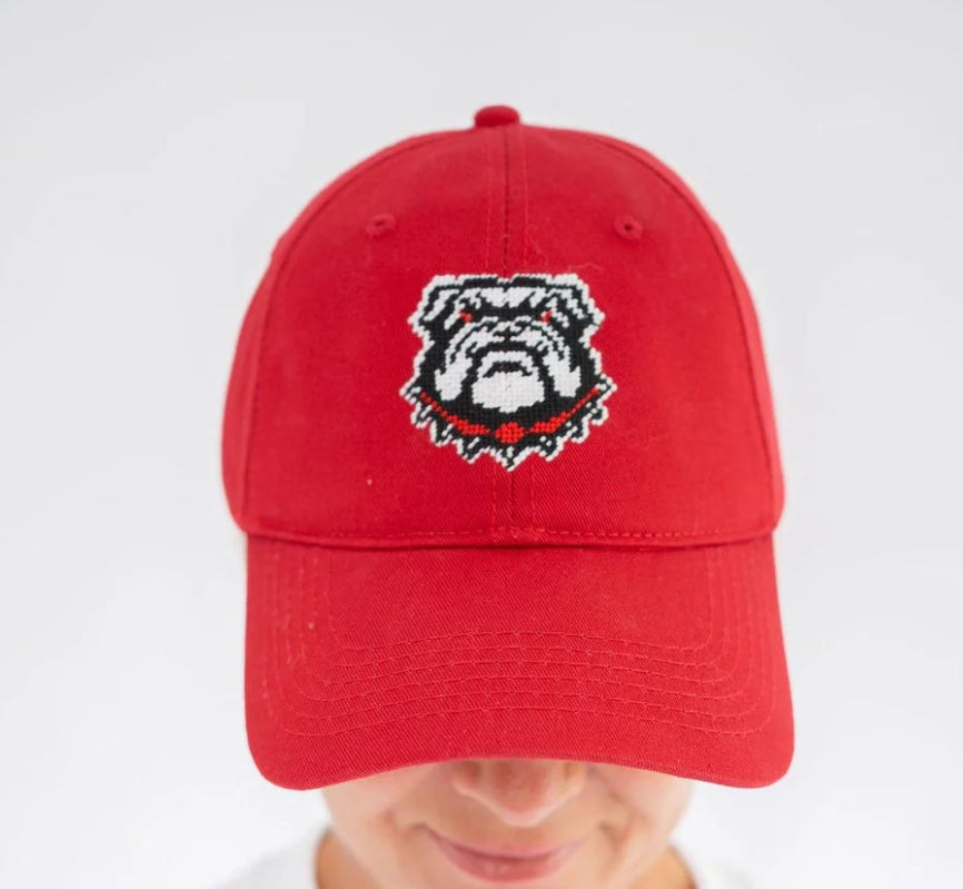 Needlepoint Bulldog Baseball Hat