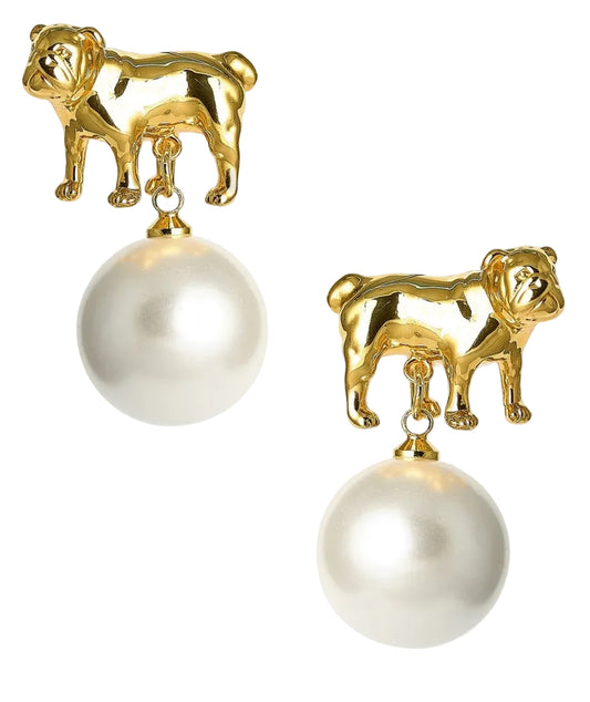 Bulldog + Pearl Stud Earring