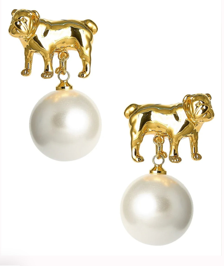 Bulldog + Pearl Stud Earring
