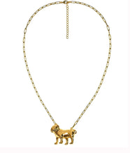 Load image into Gallery viewer, Bulldog Gold Charm Paperclip Chain Necklace
